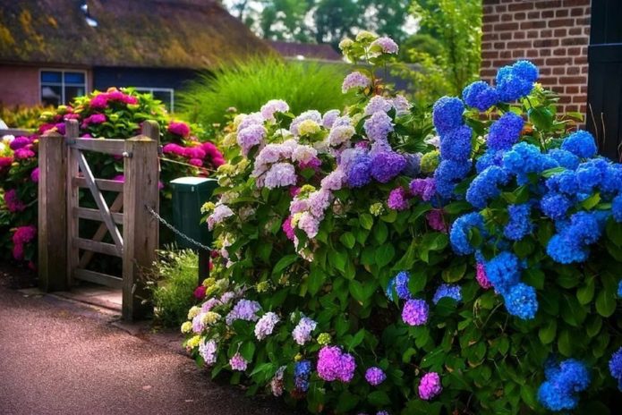 Hortensias dans l'aménagement paysager